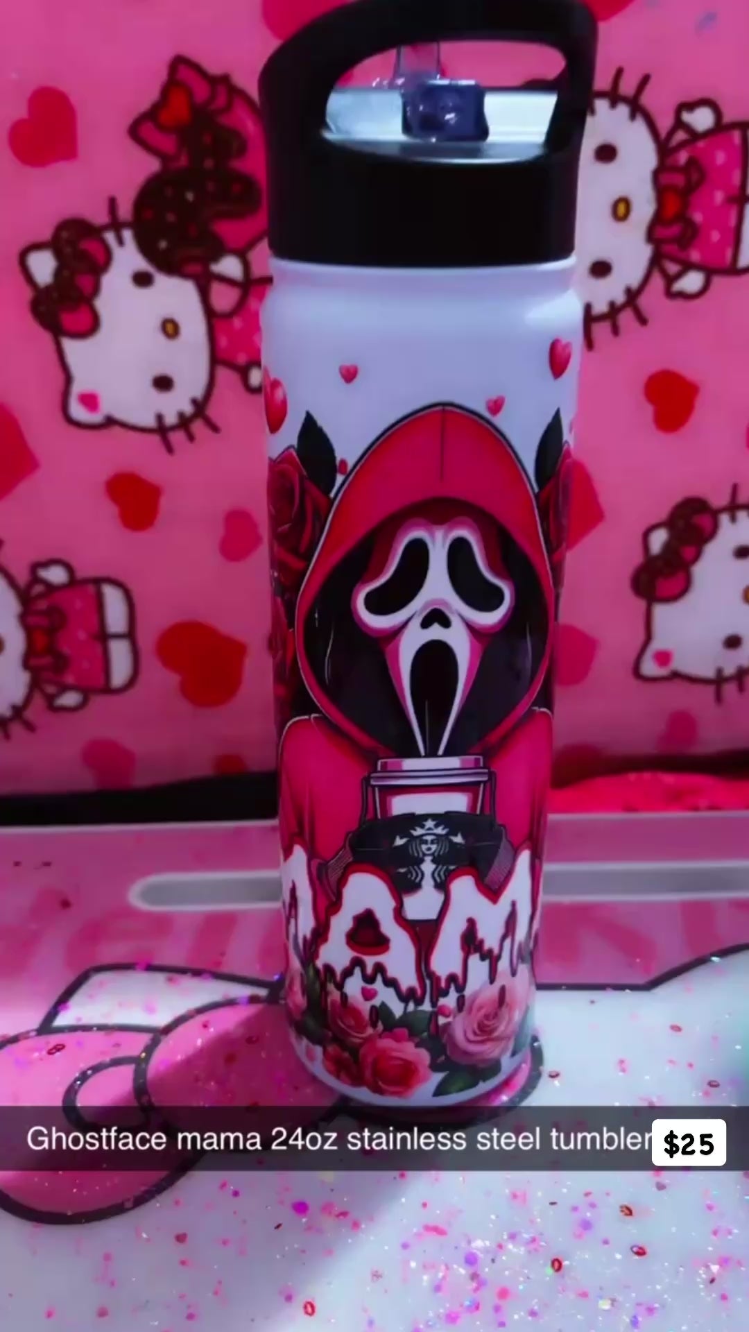Ghost face pink tumbler